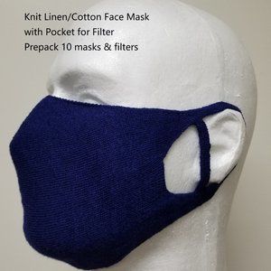 Knitted Washable LInen/Cotton face Mask w/Pocket